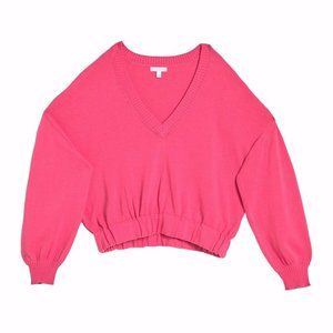 Abound V-Neck Knit Crop Sweater Neon Pink